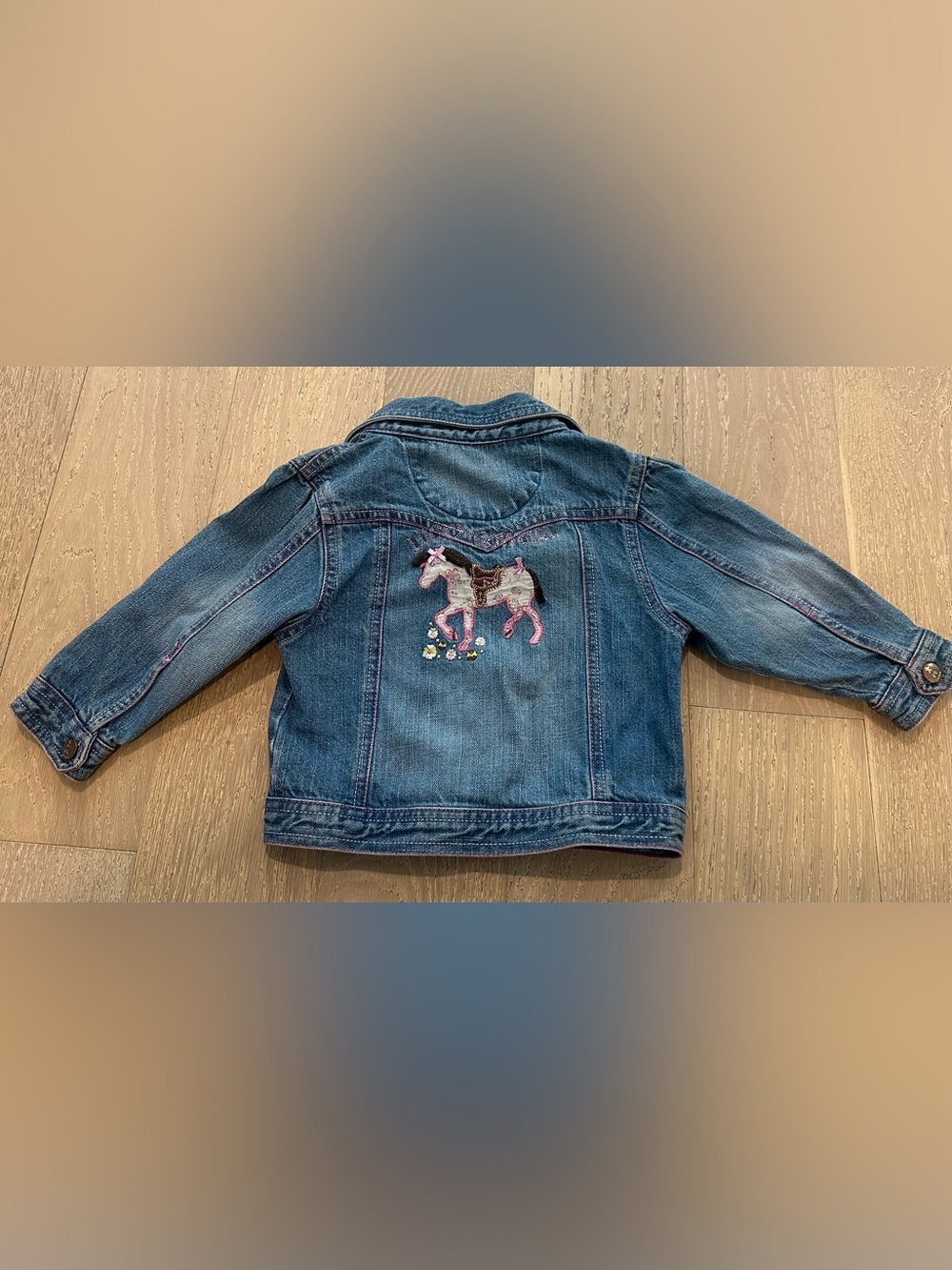 Wrangler Toddler Girls Denim Jacket 24 Months Horse Floral Western 100% Cotton